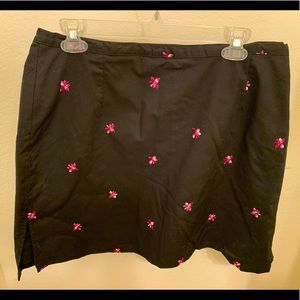 Black skirt with pink flowers